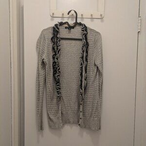 Banana Republic Gray and Black Cardigan with frill detail Size Small Petite